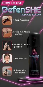 DefenSHE Pepper Spray | Best Quick Action Self Defence Spray for Women in India | Long Range Protection | 55 ml| Up to 12ft Range - Image 3
